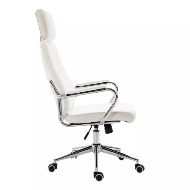 Bürostuhl mit Kopfstütze Rollen Chefsessel Schreibtischstuhl Drehstuhl Weiß 3