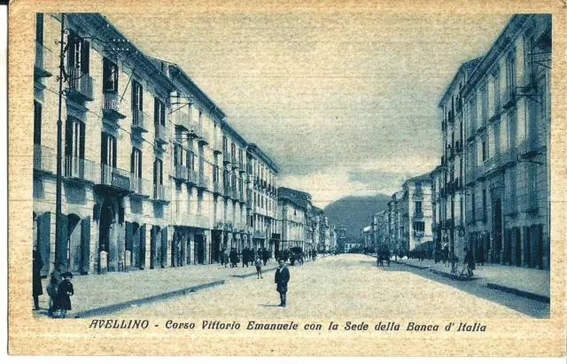 cp 174 Anni 30 AVELLINO Corso Vittorio Emanuele Banca d'Italia - non viagg FP