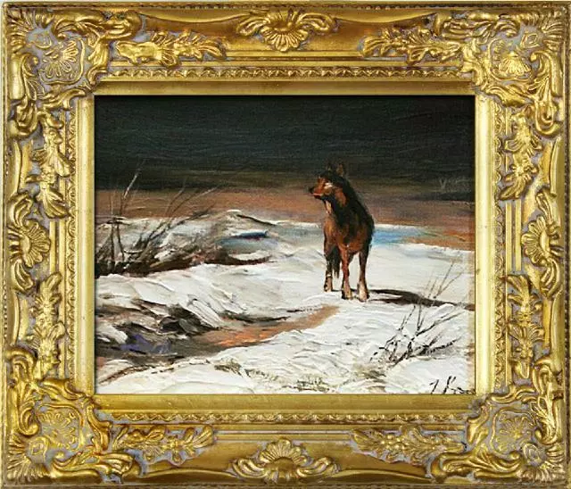 Gemälde Ölbild Ölbilder Rahmen Barock Bilder Wolf Bild Ölgemälde G02282
