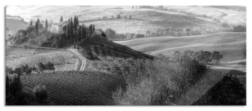 Bolas de Heno Toscana Panorama Imagen, Incl. Soporte Pared