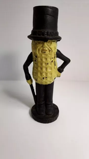 Vintage Mr Peanut Hand Painted Cast Iron Bank 1950's Advertising Collectible