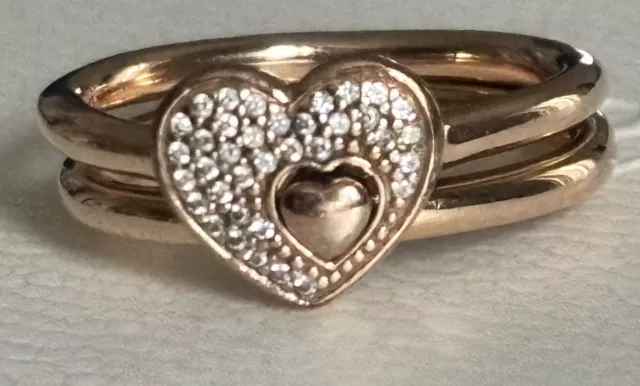 PANDORA HEART OF Gold Puzzle Ring Set Size 50 S925 ALE With Pandora Gift Box Bag 40.00 PicClick UK