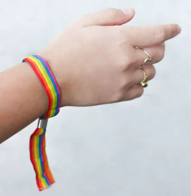 Regenbogen LGBTQIA+ Festivalband Gay Armband Pride Bändchen CSD Stoffband