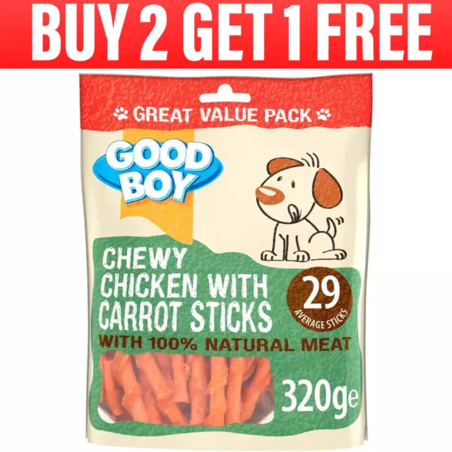 Good Boy Chewy Chicken Twists With Carrot Stick Dog Treats 320g Goodboy Big Pack