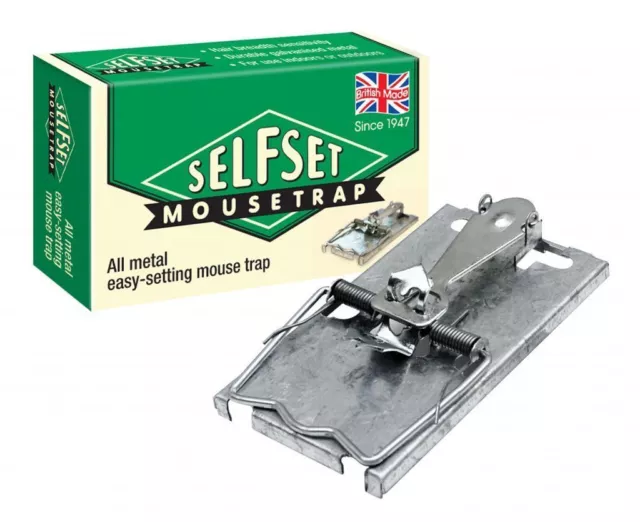 Metal Mouse Trap Self Set British Made Traps Pest Rodent Control Bait STV160