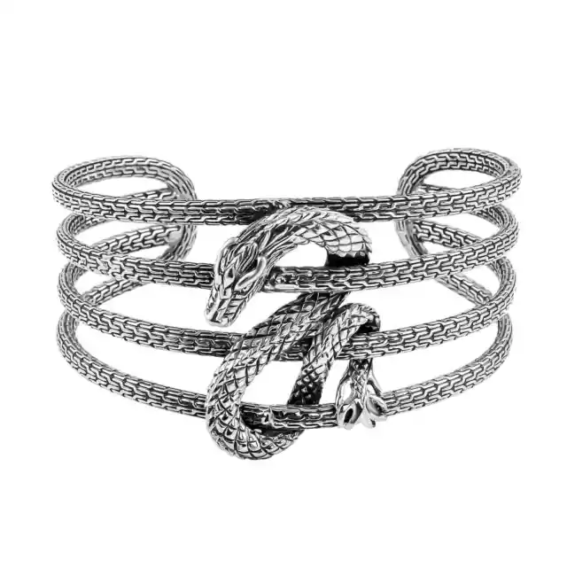 BALI LEGACY 925 Sterling Silver Dragon Cuff Bangle Bracelet Jewelry Size 7.5"