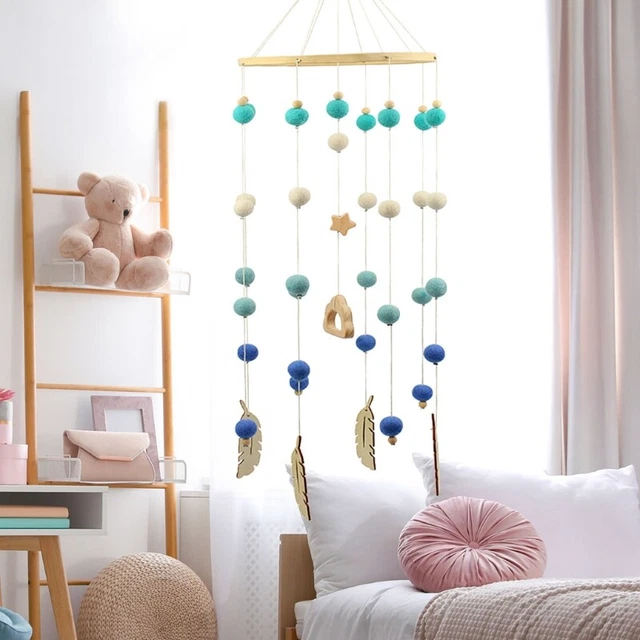 Bolas de lana para bebé campana cuna móvil sonajero juguete colgantes viento campana decoración