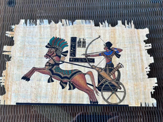 Authentic Hand Painted Ancient Egyptian Papyrus Art - Ramses II Chariot 7x11”