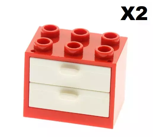 Lego ® Lot 2 Meubles à Tiroir Maison Rouge et Blanc Commode 4532 + 4536 NEW