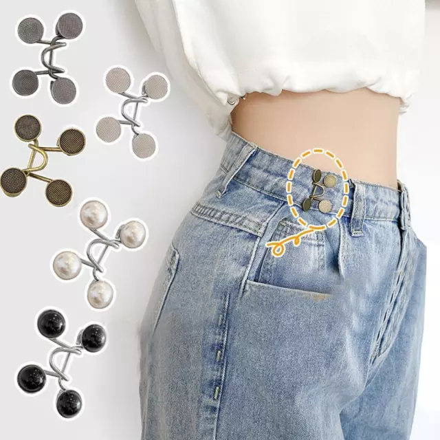 Pearl Jeans Button Pins Pants Snap Fastener Adjustable Lot Waist N3 Y1Y2 2