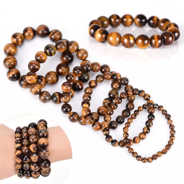 Natural Tiger Eye Stone Lucky Bless Beads Men Woman Jewelry Bracelet Bangle J YK 3