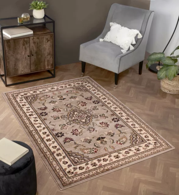 Traditional Sherborne Bedroom Dining Living Room Beige Small to Large Rug Runner