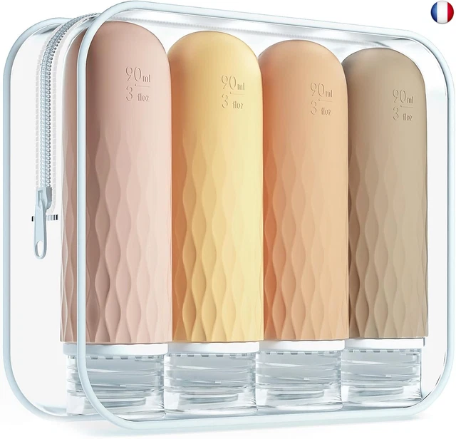 8 Flacons de Voyage en Silicone:contenant voyage 90 ml