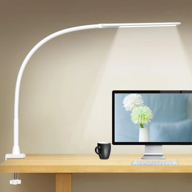 YOUKOYI LED Desk Lamp with Clamp,Flexible Gooseneck Architect Table White