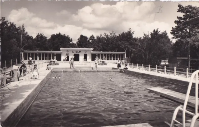 Carte postale ancienne postcard MEREVILLE 25 la piscine timbrée 1961