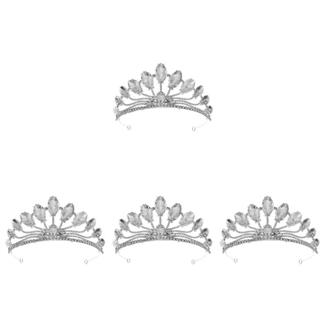 4 PIEZAS Niña Baile de graduación Elegante Tiara Corona de pedrería Tiara Corona de boda nupcial