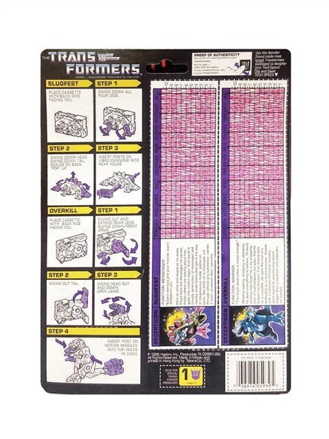 TRANSFORMERS G1 SOUNDWAVE Cassette Decepticon Overkill Slugfest Action ...