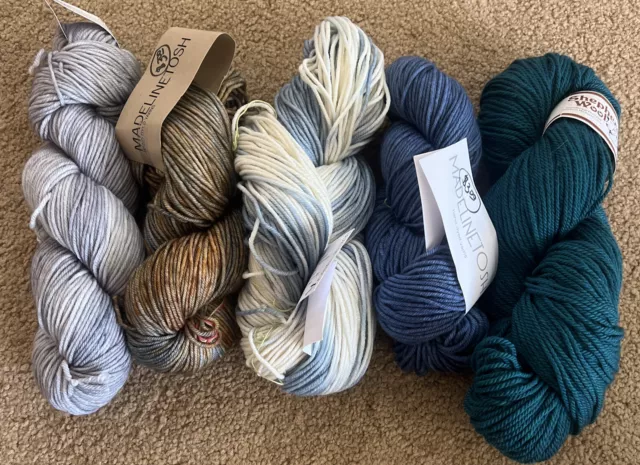 Lot Of 5 Various Skein Yarn Madeline Tosh Dragonfly Fibers Merino Wool Lace New