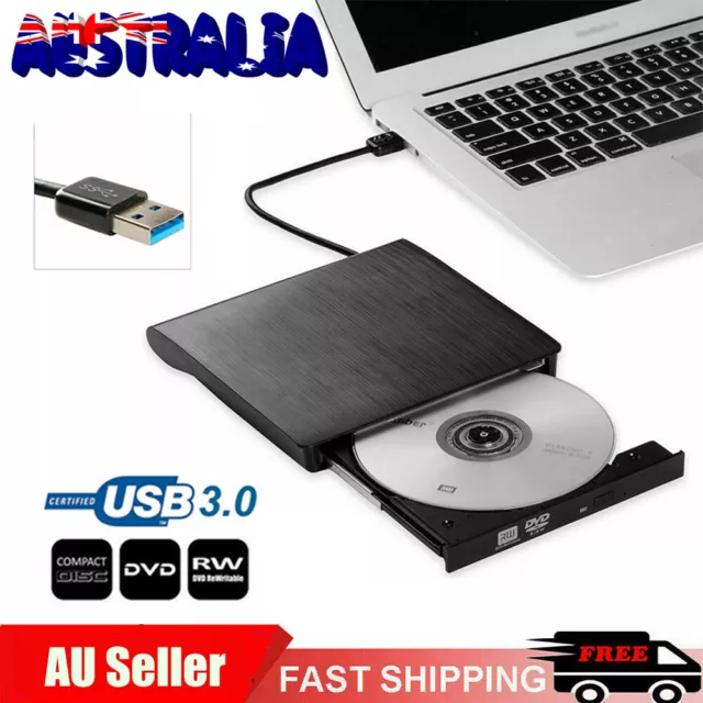 External Slim USB 3.0 CD DVD + RW Drive Writer Burner Hard Disk Player Reader PC