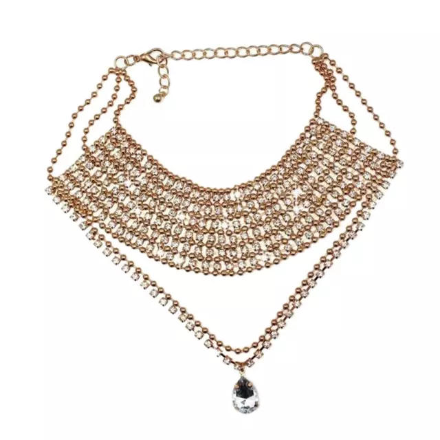 Women Fashion Jewelry Pendant Crystal Choker Statement Bib Necklace