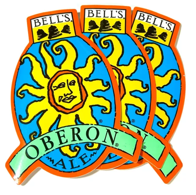 Bell's Brewery Oberon Ale Craft Beer Sticker Brewing Logo Decal 3PK NEW
