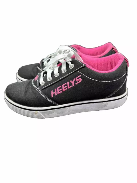 Heelys Pro 20 Girls Youth Size 4 Black Pink Wheeled Skate Sneaker Shoes Lace Up