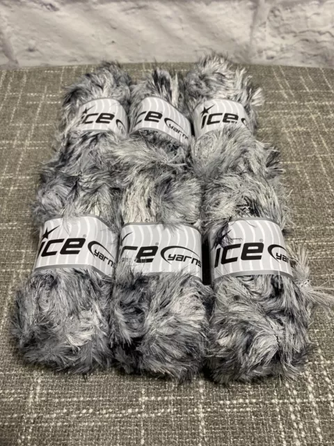 Set of 6 Ice Yarns Faux Fur Color 100gr. 43m US 10 Bulky 5 Polyamide Polyester