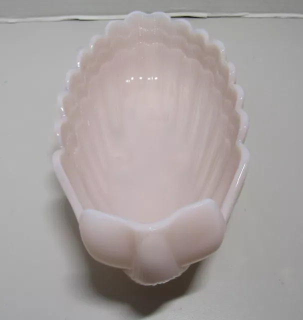 Cambridge Crown Tuscan Pink Milk Glass Footed Nautilus Shell Bowl 3