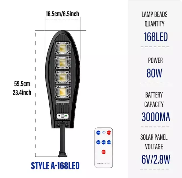 Powerful Solar LED Light Street Lamp 6500K White Motion Sensor Lampadaire IPX 65
