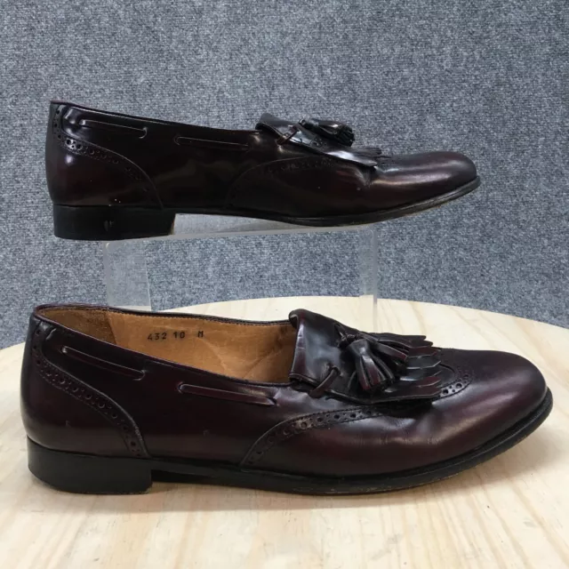 ALFANI Shoes Mens 10 M Tassel Loafers Burgundy Leather Round Toe Cuban Casual