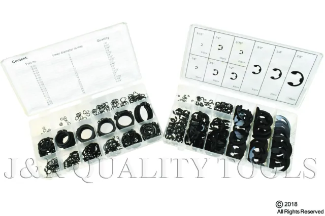 600pc E-Clip & Snap Ring (300pc/ea kit) Assortment w/ cases Mechanics Tools Shop