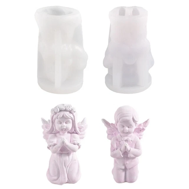 2 piezas Adorable Silicona Ángel Rosa Niña Decoración Velas Moldes Resina Epoxi Artesanías