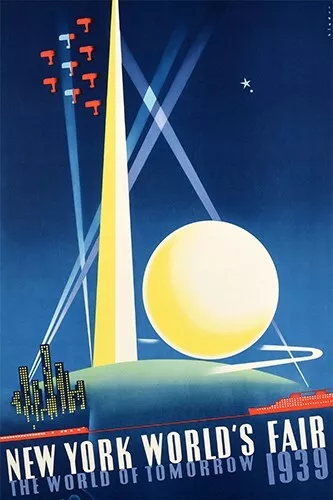 1939 Vintage 12x18 Poster New York World's Fair Modernism Great Art Deco Design