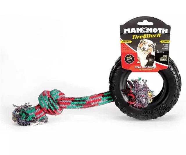 Mammoth TireBiter II Natural Rubber Dog Toy with Rope