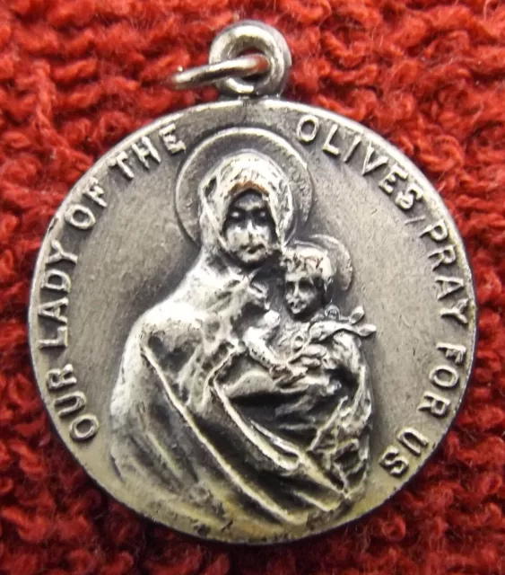 Vintage Our Lady of Olives Pray For Us Catholic Medal