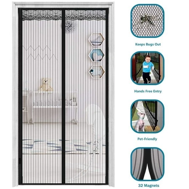 SCREEN DOOR Retractable Mesh Net Pet Patio Hands Free Mosquito