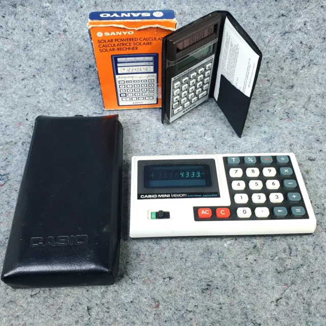 Lote de Calculadora Electrónica de Memoria Casio Sanyo CX-2700 De Colección Años 70 Japón