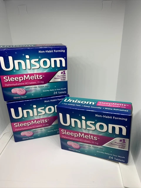 Tabletas Unisom Sleep Melts Ayuda nocturna para dormir Sabor a cereza Ver foto para fechas