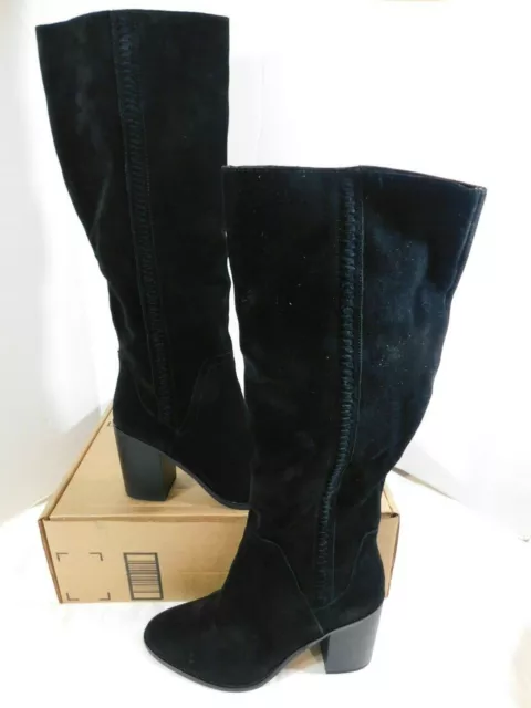 STEVE MADDEN Roxana High Heel Inside Zip Tall Boots 10 M Black Suede