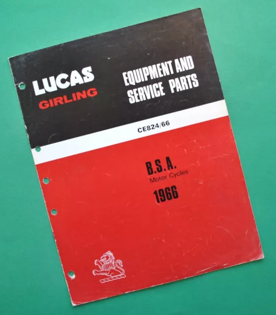 1966 BSA Motorcycle Manual Lucas Parts Catalog C15 B40 B44 A50 A65 Rocket Star