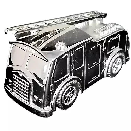 Fire Engine Truck Money Box Silver Plated 12cm L Baby Christening Birthday Gift