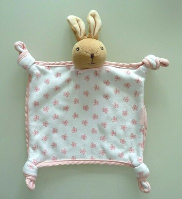 Doudou X DOUDOU PLAT NUTRICIA LAPIN BLANC ROSE 4 NOUETTES BLEU TURQUOISE NEUF* 