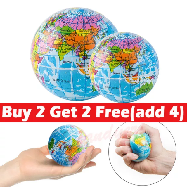 Anti Stress Reliever Ball Earth Globe.Stress Adhd Arthritis Autism Toy Relief_UK