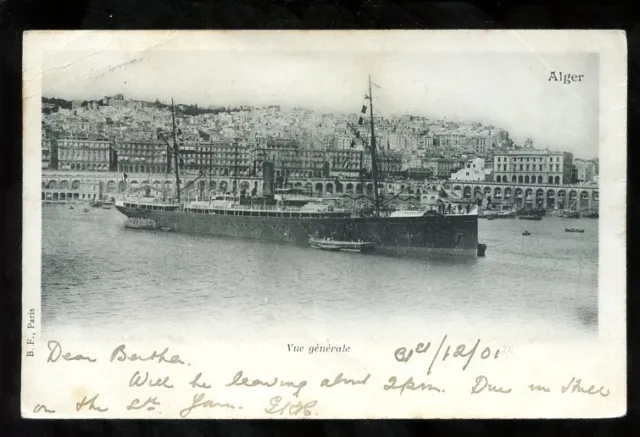 Algeria ALGER General View Ship1901 u/b PPC