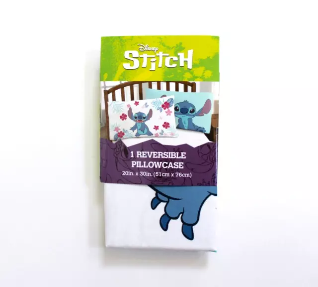 Disney Lilo & Stitch Stitch Floral One Standard Reversible Pillowcase Multicolor
