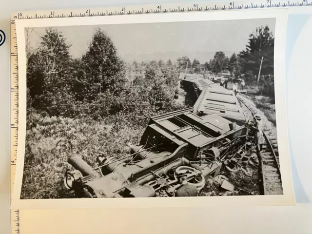 Vintage photo Sandy River & Rangeley Lakes Railroad loco 4 train wreck