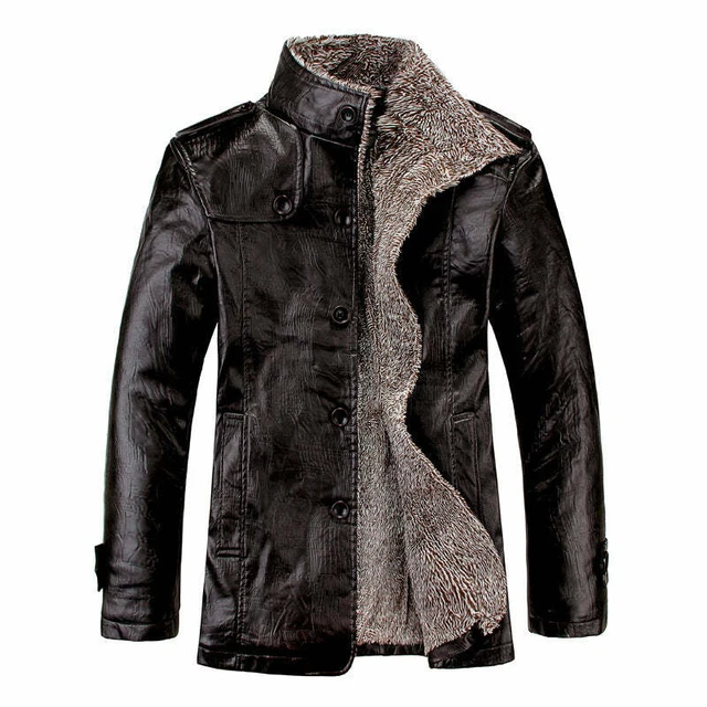 Men Jacket Outwear Warm Winter Overcoat Lamb Fur Lined Thick Coat Fashion Cowboy