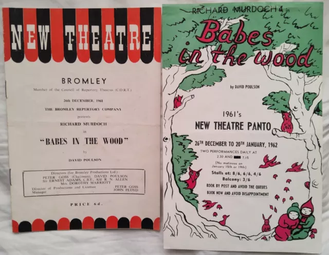 Pantomime 1961 New Theatre Bromley Babes in the Wood Richard Murdoch prog+flyer