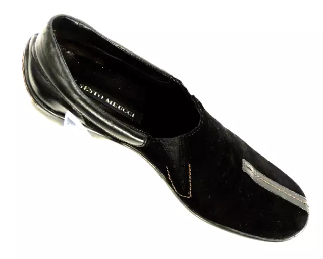 SESTO MEUCCI ITALY Black Leather and Suede Driving Loafers Shoes 7 Slip-On Flats