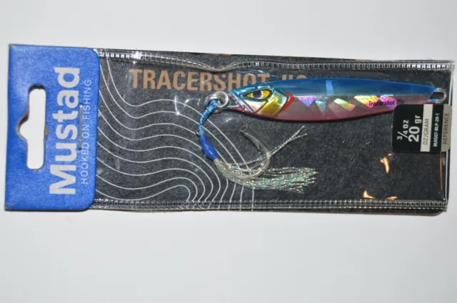 mustad tracershot jig ultra point hook jigging casting 3/4oz blue pink